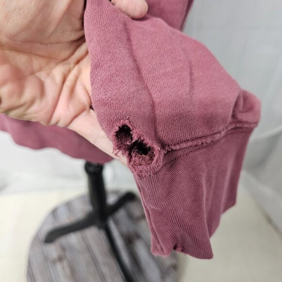 Arizona Jean Co Mauve Distressed Smiley Face Happiness Grunge Rave Hoodie M - Picture 11 of 16